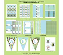 Owl Baby Shower or Birthday Party Printables Collection - Blue